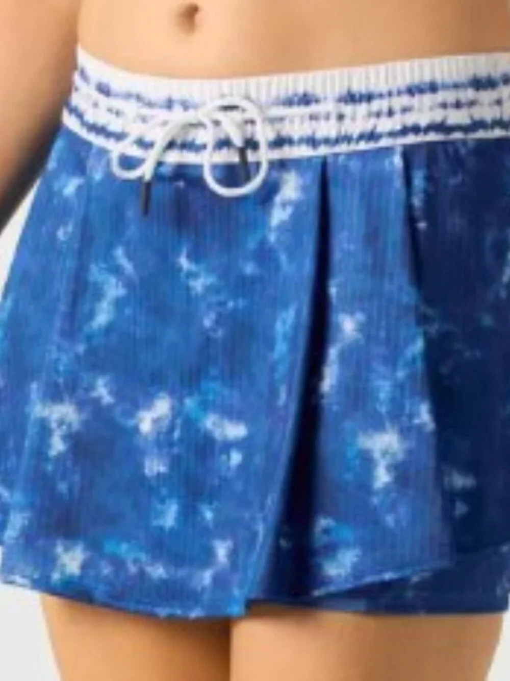 LUCKY IN LOVE Shibori Stripe High Waist Skirt in Blue Sz LARGE